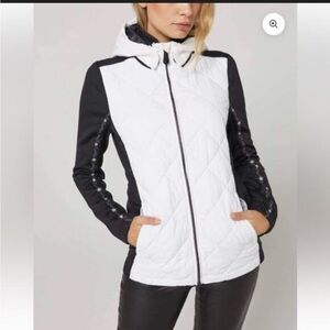 Alp N Rock black ivory white jacket removable hood ski snow large L Lugano